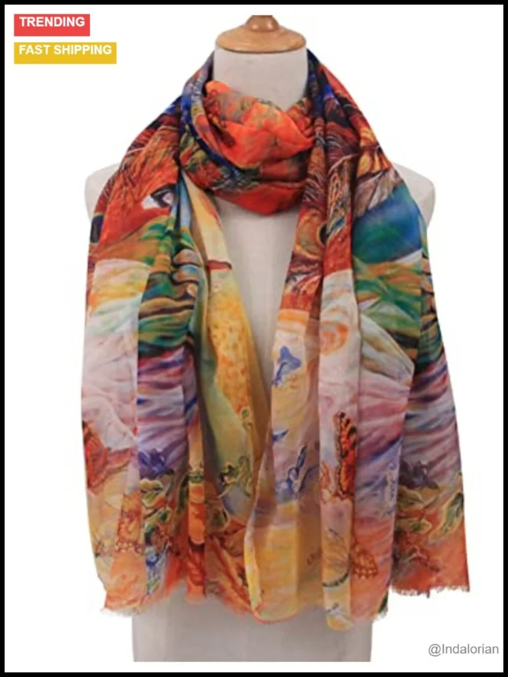 Lightweight Print Scarf Shawl Wrap for Spring Fall Winter